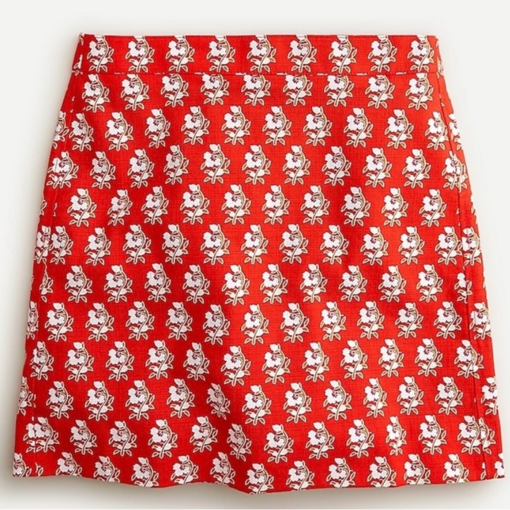 J. Crew Vibrant Red and White Floral Mini Dress